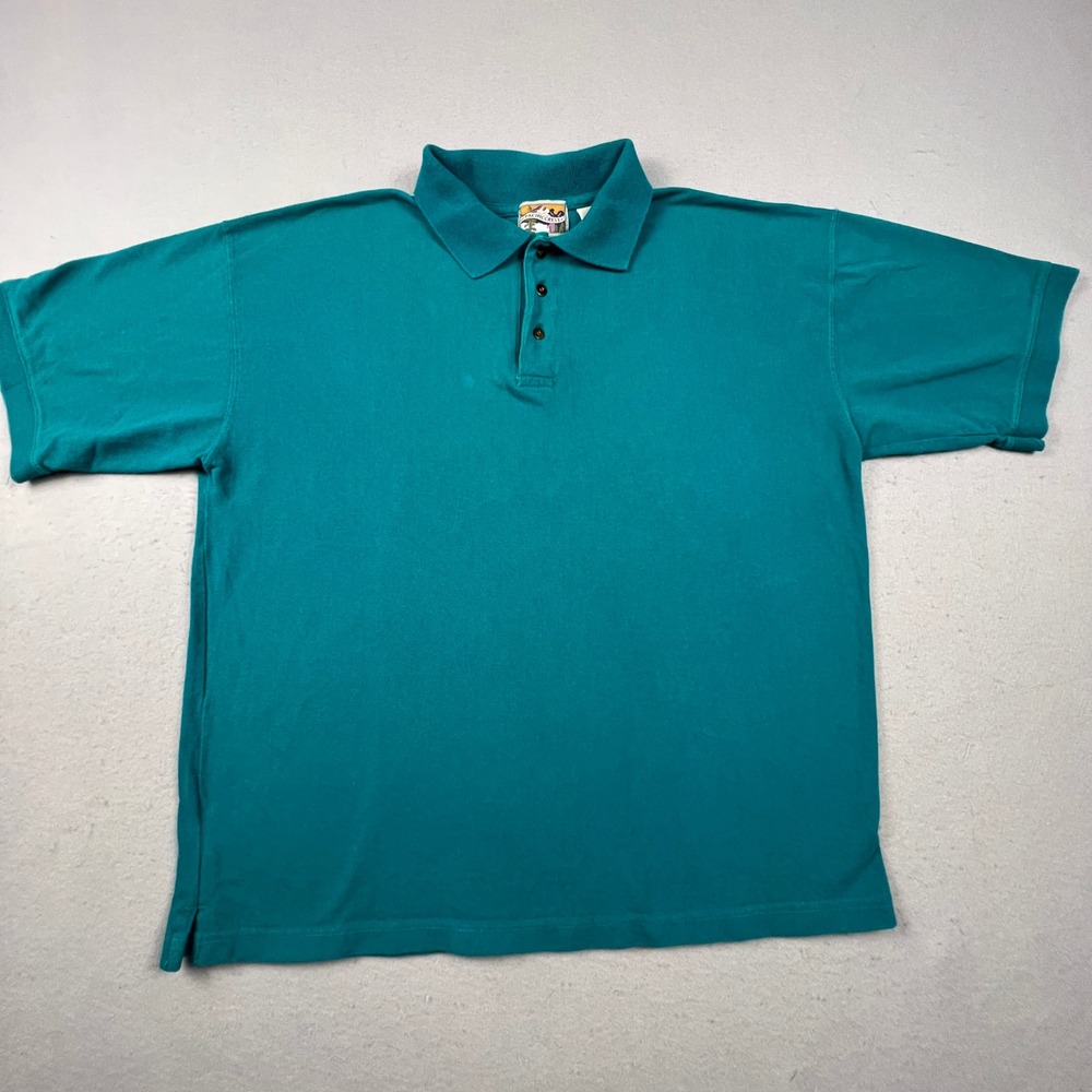 Pacific Crest Polo Shirt Mens XL Teal Short Sleeve Cotton Pique Casual Outdoor